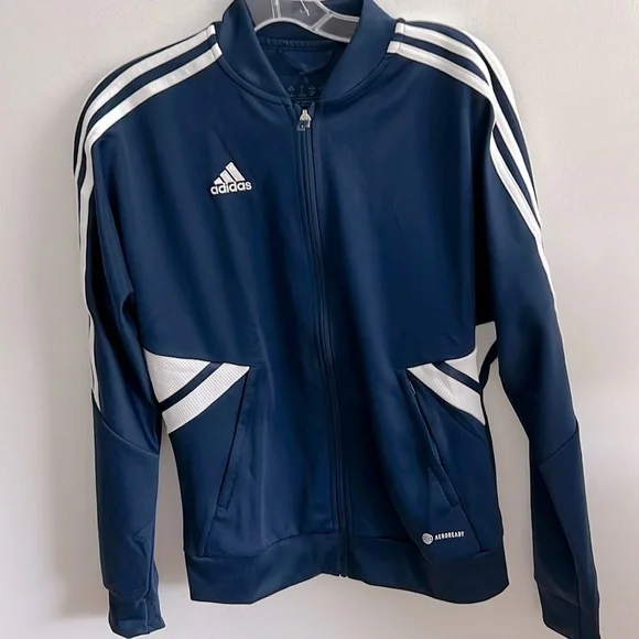 NEW! ADIDAS track jacket blue white S - Picture 2 of 11